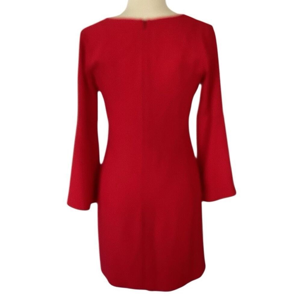 Amanda Uprichard Red Lined Sheath Dress Bell Slit Sleeves Women’s Small - Picture 3 of 9